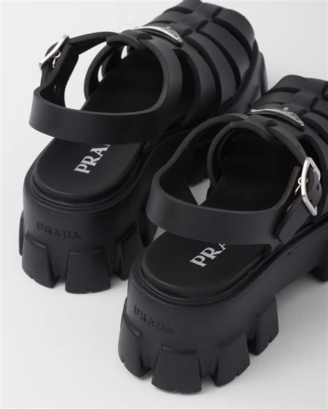 prada monolith rubber sandals|Prada rubber cage platform sandals.